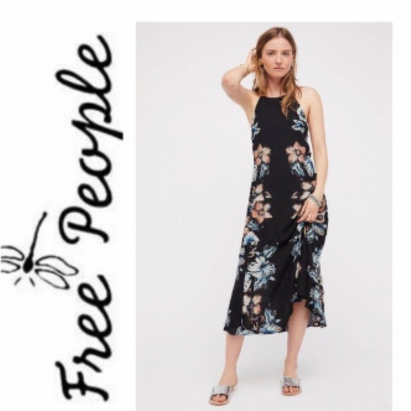 Free People Dresses & Skirts - Free People Back To You Black Floral Midi Dress